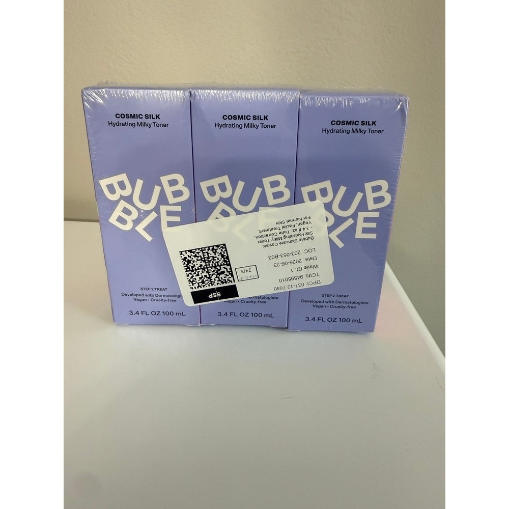 Bubble Cosmic Silk Hydrating Milky Toner Unisex 3.4oz 3pk Purple NWT NEW